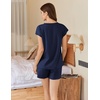 image:imageEkouaer Cotton Pajamas for Women Set 2 Piece Cap Sleeve Pjs Shorts Set Lounge Sets Sleepwear SXXLNavy Blue2