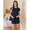 image:imageEkouaer Cotton Pajamas for Women Set 2 Piece Cap Sleeve Pjs Shorts Set Lounge Sets Sleepwear SXXLNavy Blue2