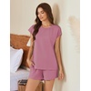 image:imageEkouaer Cotton Pajamas for Women Set 2 Piece Cap Sleeve Pjs Shorts Set Lounge Sets Sleepwear SXXLOld Rose2