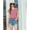 image:imageEkouaer Cotton Pajamas for Women Set 2 Piece Cap Sleeve Pjs Shorts Set Lounge Sets Sleepwear SXXLOld Rose2