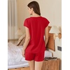 image:imageEkouaer Cotton Pajamas for Women Set 2 Piece Cap Sleeve Pjs Shorts Set Lounge Sets Sleepwear SXXLRed