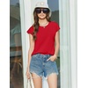image:imageEkouaer Cotton Pajamas for Women Set 2 Piece Cap Sleeve Pjs Shorts Set Lounge Sets Sleepwear SXXLRed