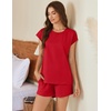 image:imageEkouaer Cotton Pajamas for Women Set 2 Piece Cap Sleeve Pjs Shorts Set Lounge Sets Sleepwear SXXLRed