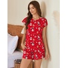 image:imageEkouaer Cotton Pajamas for Women Set 2 Piece Cap Sleeve Pjs Shorts Set Lounge Sets Sleepwear SXXLRed Christmas Pattern