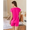 image:imageEkouaer Cotton Pajamas for Women Set 2 Piece Cap Sleeve Pjs Shorts Set Lounge Sets Sleepwear SXXLRose Red