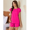 image:imageEkouaer Cotton Pajamas for Women Set 2 Piece Cap Sleeve Pjs Shorts Set Lounge Sets Sleepwear SXXLRose Red