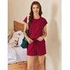 image:imageEkouaer Cotton Pajamas for Women Set 2 Piece Cap Sleeve Pjs Shorts Set Lounge Sets Sleepwear SXXLWine Red2