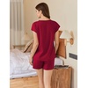 image:imageEkouaer Cotton Pajamas for Women Set 2 Piece Cap Sleeve Pjs Shorts Set Lounge Sets Sleepwear SXXLWine Red2