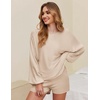 image:imageEkouaer Knit Pajamas Set for Women Lounge Wear Sets Long Sleeve Sweatsuit Matching 2 Piece Outfits Casual Sweater Sets SXXLApricot