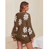 image:imageEkouaer Knit Pajamas Set for Women Lounge Wear Sets Long Sleeve Sweatsuit Matching 2 Piece Outfits Casual Sweater Sets SXXLFloral Brown