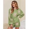 image:imageEkouaer Knit Pajamas Set for Women Lounge Wear Sets Long Sleeve Sweatsuit Matching 2 Piece Outfits Casual Sweater Sets SXXLFloral Green