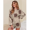 image:imageEkouaer Knit Pajamas Set for Women Lounge Wear Sets Long Sleeve Sweatsuit Matching 2 Piece Outfits Casual Sweater Sets SXXLFloral Khaki