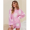 image:imageEkouaer Knit Pajamas Set for Women Lounge Wear Sets Long Sleeve Sweatsuit Matching 2 Piece Outfits Casual Sweater Sets SXXLFloral Pink