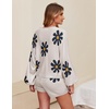 image:imageEkouaer Knit Pajamas Set for Women Lounge Wear Sets Long Sleeve Sweatsuit Matching 2 Piece Outfits Casual Sweater Sets SXXLFloral White