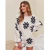 image:imageEkouaer Knit Pajamas Set for Women Lounge Wear Sets Long Sleeve Sweatsuit Matching 2 Piece Outfits Casual Sweater Sets SXXLFloral White