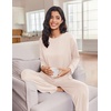 image:imageEkouaer Lounge Sets for Women Long Sleeve Pajamas 2026 Loungewear Soft Comfy Pjs Two Piece Travel Outfits SetBeige