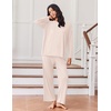 image:imageEkouaer Lounge Sets for Women Long Sleeve Pajamas 2026 Loungewear Soft Comfy Pjs Two Piece Travel Outfits SetBeige