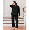 image:imageEkouaer Lounge Sets for Women Long Sleeve Pajamas 2026 Loungewear Soft Comfy Pjs Two Piece Travel Outfits SetBlack