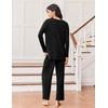 image:imageEkouaer Lounge Sets for Women Long Sleeve Pajamas 2026 Loungewear Soft Comfy Pjs Two Piece Travel Outfits SetBlack