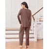image:imageEkouaer Lounge Sets for Women Long Sleeve Pajamas 2026 Loungewear Soft Comfy Pjs Two Piece Travel Outfits SetBrown