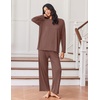 image:imageEkouaer Lounge Sets for Women Long Sleeve Pajamas 2026 Loungewear Soft Comfy Pjs Two Piece Travel Outfits SetBrown