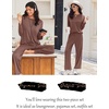 image:imageEkouaer Lounge Sets for Women Long Sleeve Pajamas 2026 Loungewear Soft Comfy Pjs Two Piece Travel Outfits SetBrown
