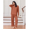 image:imageEkouaer Lounge Sets for Women Long Sleeve Pajamas 2026 Loungewear Soft Comfy Pjs Two Piece Travel Outfits SetCamel