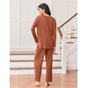 image:imageEkouaer Lounge Sets for Women Long Sleeve Pajamas 2026 Loungewear Soft Comfy Pjs Two Piece Travel Outfits SetCamel