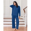 image:imageEkouaer Lounge Sets for Women Long Sleeve Pajamas 2026 Loungewear Soft Comfy Pjs Two Piece Travel Outfits SetDark Blue