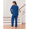 image:imageEkouaer Lounge Sets for Women Long Sleeve Pajamas 2026 Loungewear Soft Comfy Pjs Two Piece Travel Outfits SetDark Blue