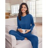 image:imageEkouaer Lounge Sets for Women Long Sleeve Pajamas 2026 Loungewear Soft Comfy Pjs Two Piece Travel Outfits SetDark Blue
