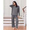 image:imageEkouaer Lounge Sets for Women Long Sleeve Pajamas 2026 Loungewear Soft Comfy Pjs Two Piece Travel Outfits SetDark Gray