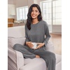 image:imageEkouaer Lounge Sets for Women Long Sleeve Pajamas 2026 Loungewear Soft Comfy Pjs Two Piece Travel Outfits SetDark Gray