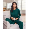 image:imageEkouaer Lounge Sets for Women Long Sleeve Pajamas 2026 Loungewear Soft Comfy Pjs Two Piece Travel Outfits SetGreen