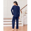 image:imageEkouaer Lounge Sets for Women Long Sleeve Pajamas 2026 Loungewear Soft Comfy Pjs Two Piece Travel Outfits SetNavy Blue