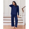 image:imageEkouaer Lounge Sets for Women Long Sleeve Pajamas 2026 Loungewear Soft Comfy Pjs Two Piece Travel Outfits SetNavy Blue