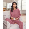 image:imageEkouaer Lounge Sets for Women Long Sleeve Pajamas 2026 Loungewear Soft Comfy Pjs Two Piece Travel Outfits SetOld Rose