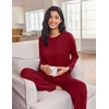 image:imageEkouaer Lounge Sets for Women Long Sleeve Pajamas 2026 Loungewear Soft Comfy Pjs Two Piece Travel Outfits SetWine Red