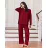 image:imageEkouaer Lounge Sets for Women Long Sleeve Pajamas 2026 Loungewear Soft Comfy Pjs Two Piece Travel Outfits SetWine Red