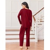 image:imageEkouaer Lounge Sets for Women Long Sleeve Pajamas 2026 Loungewear Soft Comfy Pjs Two Piece Travel Outfits SetWine Red