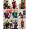 image:imageEkouaer Mens Pajamas Set Silk Satin Pjs Sets Summer Short Sleeve Button Down Sleepwear 2 Piece Loungewear with PocketsBrown