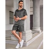 image:imageEkouaer Mens Pajamas Set Silk Satin Pjs Sets Summer Short Sleeve Button Down Sleepwear 2 Piece Loungewear with PocketsDark Gray