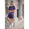 image:imageEkouaer Mens Pajamas Set Silk Satin Pjs Sets Summer Short Sleeve Button Down Sleepwear 2 Piece Loungewear with PocketsDeep Purple