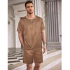 image:imageEkouaer Mens Pajamas Set Silk Satin Pjs Sets Summer Short Sleeve Button Down Sleepwear 2 Piece Loungewear with PocketsGold Geometric