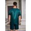 image:imageEkouaer Mens Pajamas Set Silk Satin Pjs Sets Summer Short Sleeve Button Down Sleepwear 2 Piece Loungewear with PocketsGreen