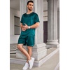 image:imageEkouaer Mens Pajamas Set Silk Satin Pjs Sets Summer Short Sleeve Button Down Sleepwear 2 Piece Loungewear with PocketsGreen