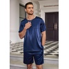image:imageEkouaer Mens Pajamas Set Silk Satin Pjs Sets Summer Short Sleeve Button Down Sleepwear 2 Piece Loungewear with PocketsNavy Blue