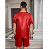 image:imageEkouaer Mens Pajamas Set Silk Satin Pjs Sets Summer Short Sleeve Button Down Sleepwear 2 Piece Loungewear with PocketsRed