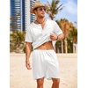 image:imageEkouaer Mens Pajamas Set Silk Satin Pjs Sets Summer Short Sleeve Button Down Sleepwear 2 Piece Loungewear with PocketsWhite