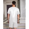 image:imageEkouaer Mens Pajamas Set Silk Satin Pjs Sets Summer Short Sleeve Button Down Sleepwear 2 Piece Loungewear with PocketsWhite
